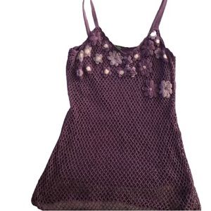 INC International Concepts Crochet Knit Tank Top, M.